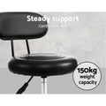 Artiss Salon Stool Swivel Chair Backrest Black