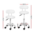 Artiss Salon Stool Swivel Chair White Backrest