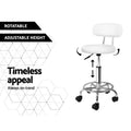 Artiss Salon Stool Swivel Chair White Backrest