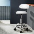 Artiss Salon Stool Swivel Chair White Backrest