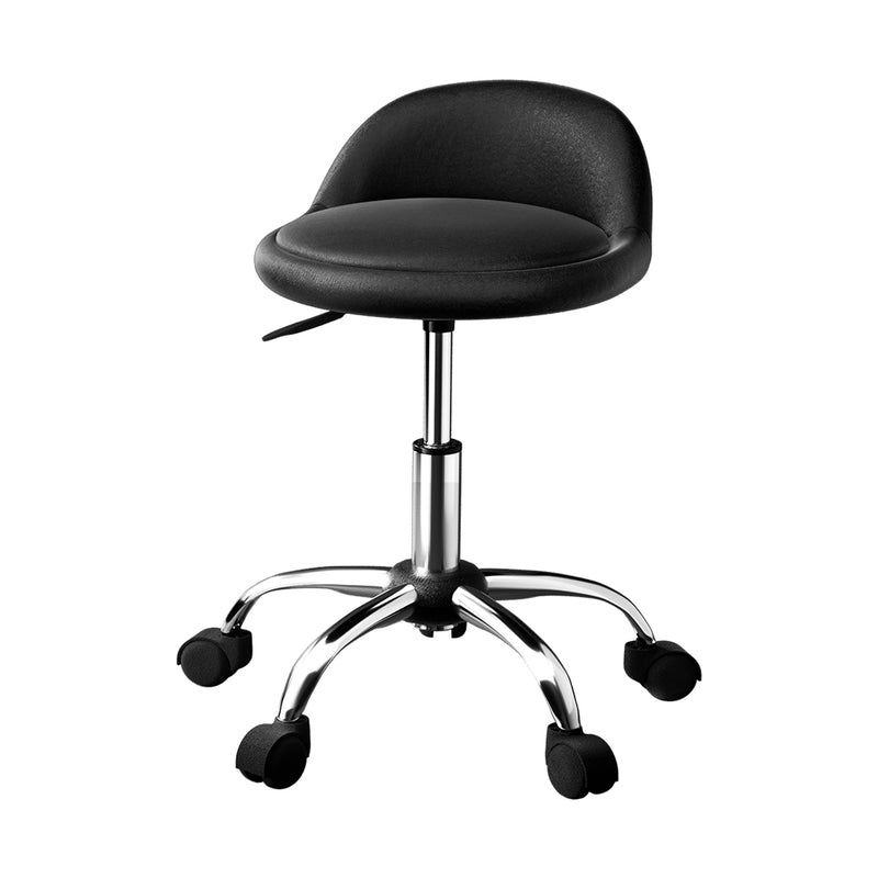 Artiss Salon Stool Swivel Chair with Backrest Black