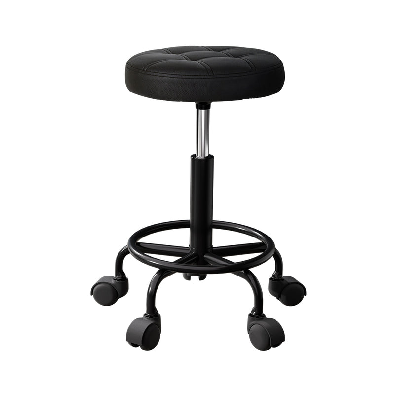 Artiss Salon Stool Round Swivel Chair Black
