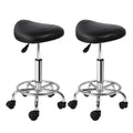 Artiss Salon Stool Saddle Swivel Chair Black x2