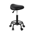 Artiss Salon Stool Saddle Swivel Chair Black