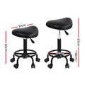 Artiss Salon Stool Saddle Swivel Chair Black