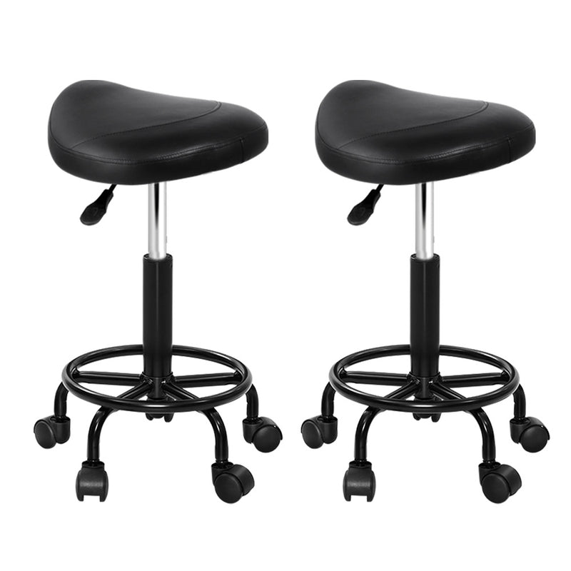 Artiss Saddle Stool Swivel Chair Black Gas Lift Salon