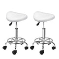 Artiss Salon Stool Saddle Swivel Chair White 2 Pack