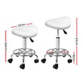 Artiss Salon Stool Saddle Swivel Chair White 2 Pack