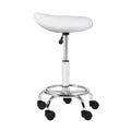Artiss Salon Stool Saddle Swivel Chair White 2 Pack