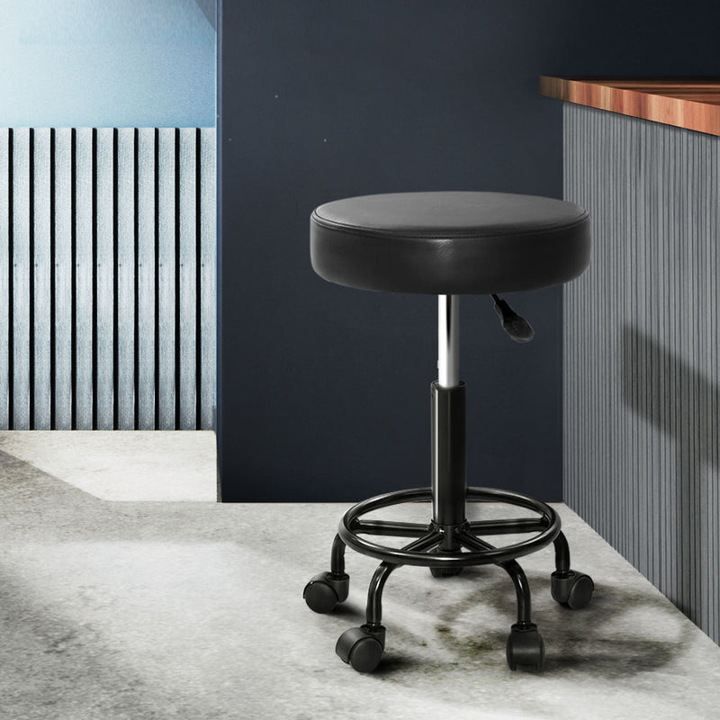 Artiss Salon Stool Barber Chair PU Leather Hydraulic Lift Swivel