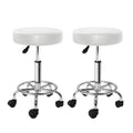 Artiss Salon Stool Swivel Chair White Round x2