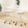 Artiss Salon Stool Swivel Chair White Round x2