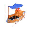Keezi Kids Sandpit Wooden Boat 165cm w/ Canopy Bench Seat