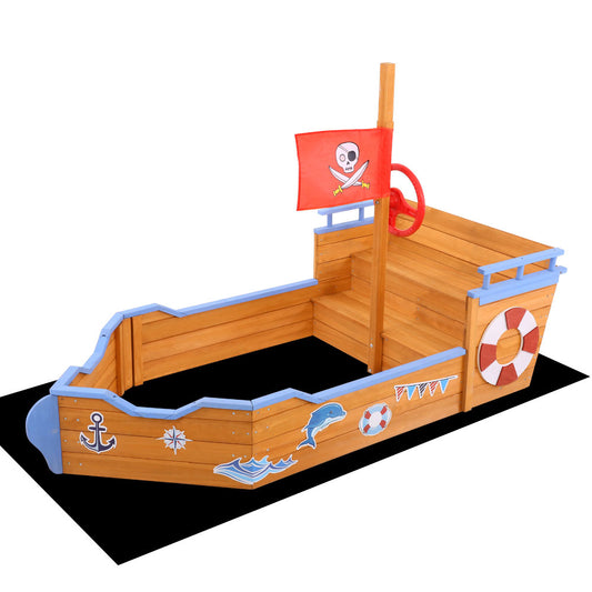 Keezi Wooden Sandpit Boat 165cm Bench Seat Beach Outdoor Toys