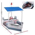Keezi Kids Wooden Sandpit Boat with Canopy & Flag Blue