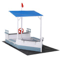 Keezi Kids Wooden Sandpit Boat with Canopy & Flag Blue