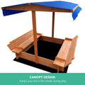 Keezi Kids Sandbox 120cm Wooden Sandpit with Canopy Seat
