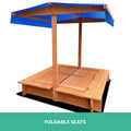 Keezi Kids Sandbox 120cm Wooden Sandpit with Canopy Seat