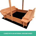 Keezi Kids Sandbox 120cm Wooden Sandpit with Canopy Seat