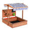 Keezi 110cm Wooden Sandbox Canopy Kids Sandpit With Cover Outdoor