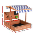 Keezi 110cm Wooden Sandbox Canopy Kids Sandpit With Cover Outdoor