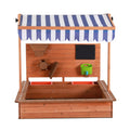 Keezi 110cm Wooden Sandbox Canopy Kids Sandpit With Cover Outdoor