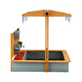 Keezi Kids Sandbox 110cm Wooden Canopy Cover Outdoor Toys Green