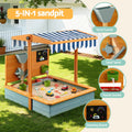Keezi Kids Sandbox 110cm Wooden Canopy Cover Outdoor Toys Green