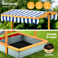 Keezi Kids Sandbox 110cm Wooden Canopy Cover Outdoor Toys Green