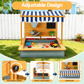 Keezi Kids Sandbox 110cm Wooden Canopy Cover Outdoor Toys Green