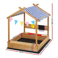 Keezi 146cm Wooden Sandbox w/ Canopy Water Basin & Toys