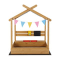 Keezi 146cm Wooden Sandbox w/ Canopy Water Basin & Toys