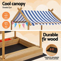Keezi 146cm Wooden Sandbox w/ Canopy Water Basin & Toys