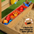Keezi 146cm Wooden Sandbox w/ Canopy Water Basin & Toys