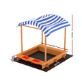 Keezi Wooden Sandpit 146cm with Canopy Water Basin