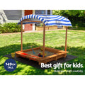 Keezi Wooden Sandpit 146cm with Canopy Water Basin