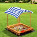 Keezi Wooden Sandpit 146cm with Canopy Water Basin