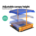 Keezi Kids Sandbox 103cm Wooden with Canopy Water Basin Toys