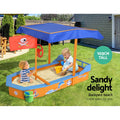 Keezi Wooden Sandpit Boat 150cm w/ Canopy Bench Seat Beach Toys
