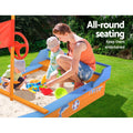 Keezi Wooden Sandpit Boat 150cm w/ Canopy Bench Seat Beach Toys