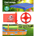 Keezi Wooden Sandpit Boat 150cm w/ Canopy Bench Seat Beach Toys