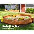 Keezi Kids Sandpit Wooden Round 182cm Sand Pit Cover Bench Seat