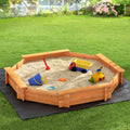 Keezi Kids Sandpit Wooden Round 182cm Sand Pit Cover Bench Seat