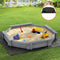 Keezi Kids Sandpit Wooden Round Sand Pit with Cover Bench Seat Beach Toys 182cm Grey