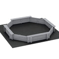 Keezi Kids Sandpit Wooden Round Sand Pit with Cover Bench Seat Beach Toys 182cm Grey