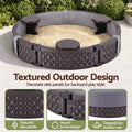 Kids Outdoor Sandpit Toys Sandbox 121cm Round Brown 3 Seats Cover Liner