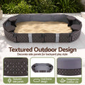 Keezi Kids Sandpit Toys Outdoor Sandbox Oval Sand Pit 4 Seats Grey Cover