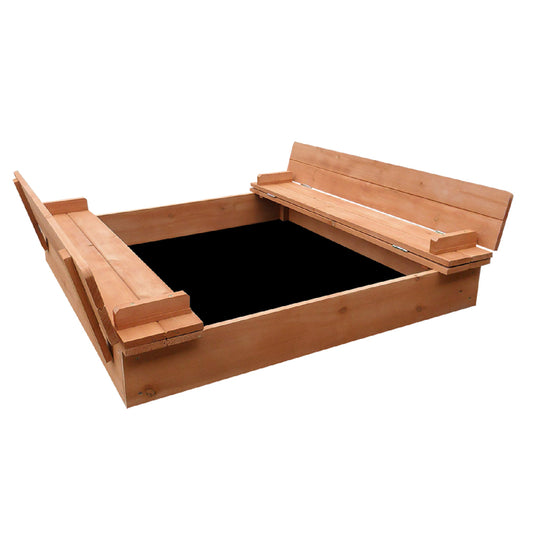 Keezi Kids Sandbox 90cm Foldable Seat Wooden Sand Pit Outdoor