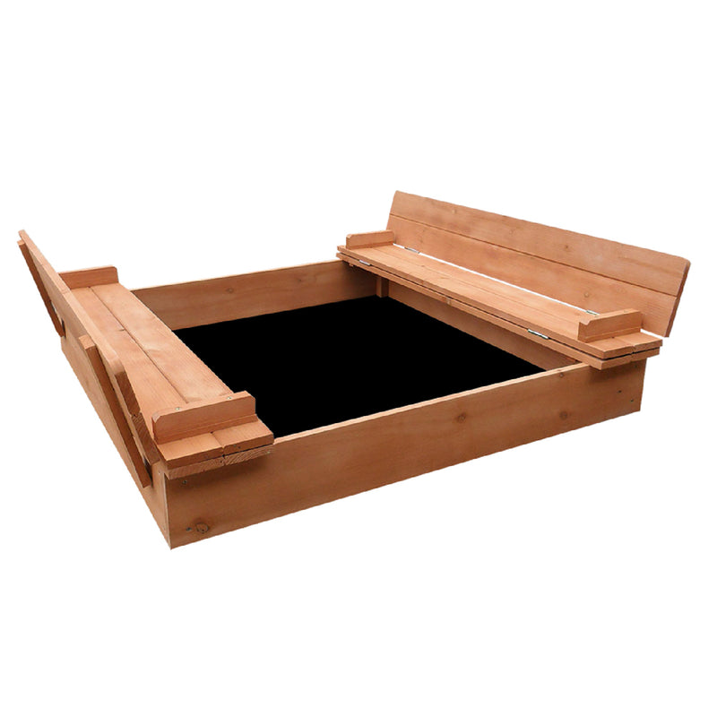 Keezi Kids Sandbox 90cm Foldable Seat Wooden Sand Pit Outdoor