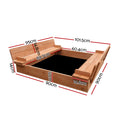 Keezi Kids Sandbox 90cm Foldable Seat Wooden Sand Pit Outdoor